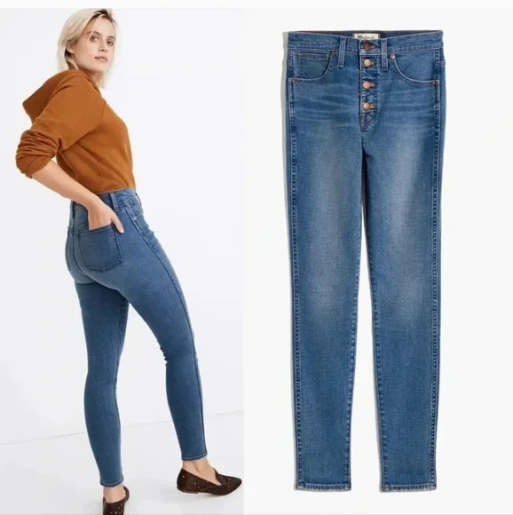 Madewell 10” High Rise Blue Skinny Jeans - Size 30 - Picture 6 of 6